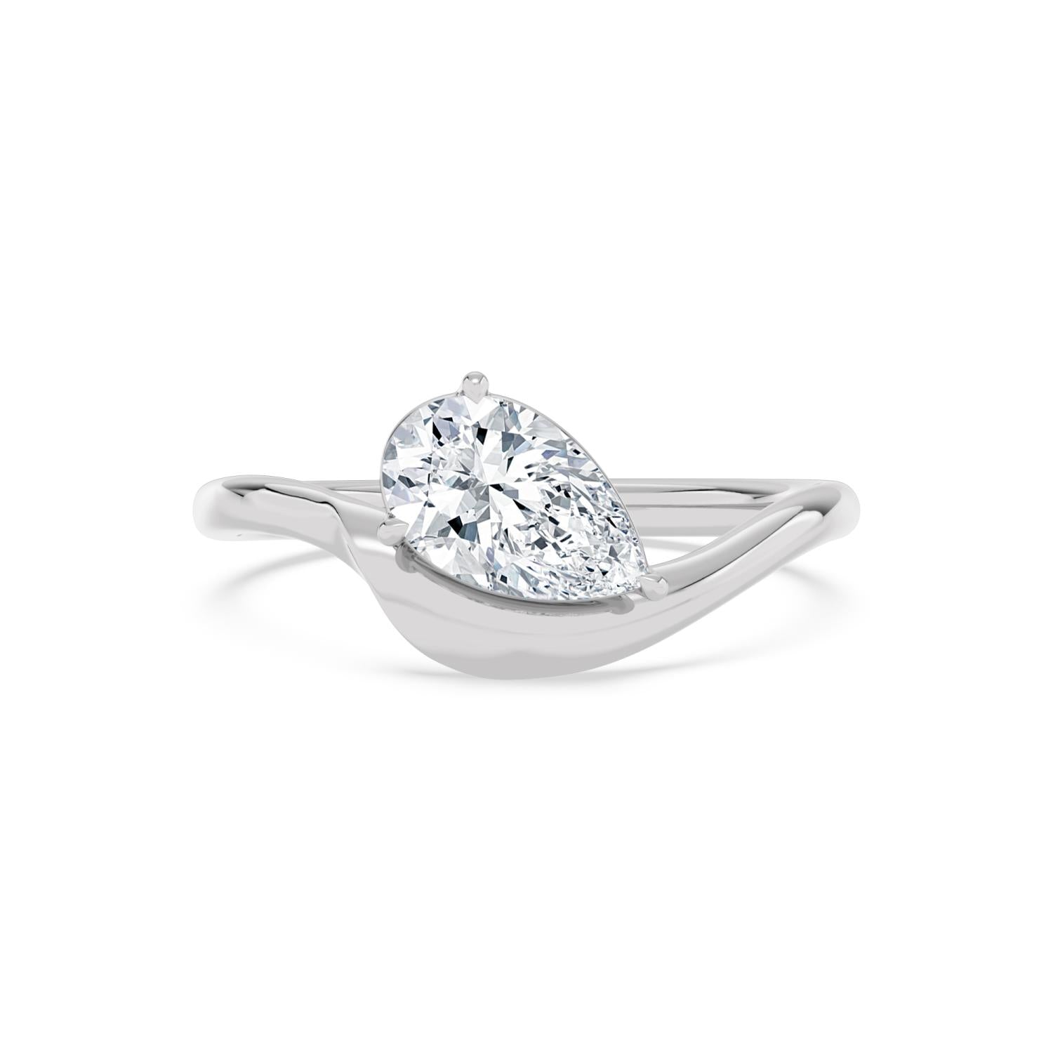 1.00ct Pear Lab Diamond Engagement Ring - white gold product image 1