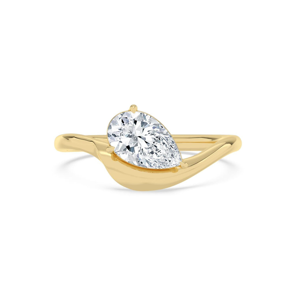 1.00ct Pear Lab Diamond Engagement Ring in Yellow Gold - product image 1