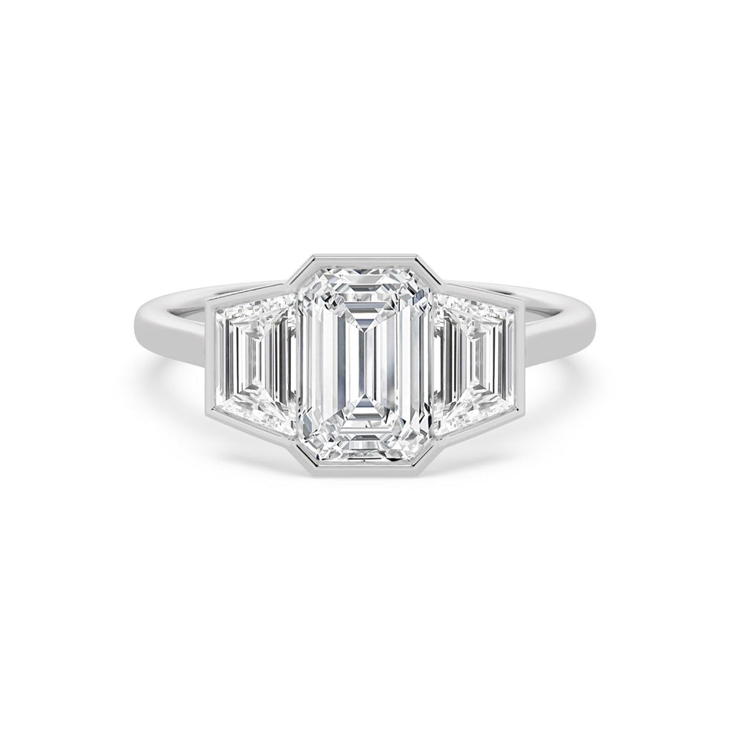 3.48ct Emerald Lab Diamond Engagement Ring in 10ct Gold - white gold product image 1