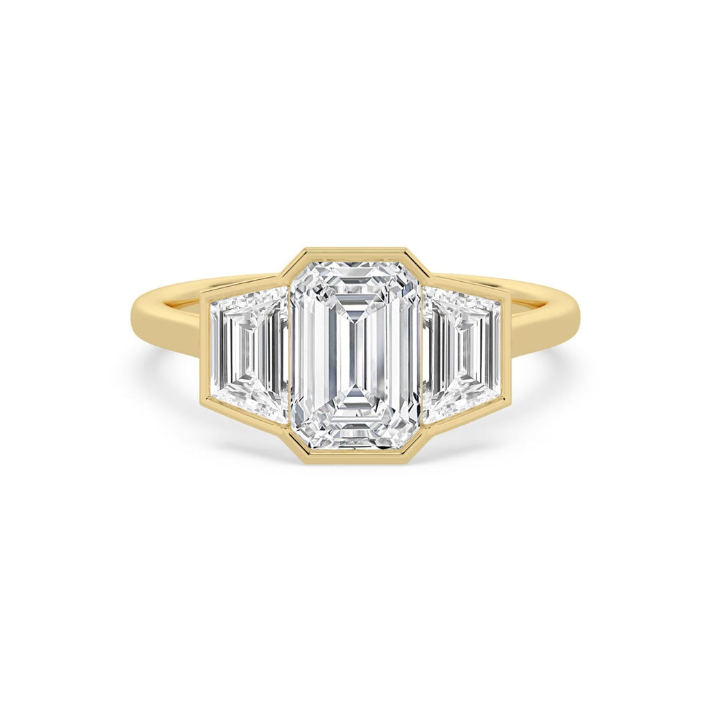 3.48ct Emerald Lab Diamond Engagement Ring in 10ct Yellow Gold - image 1