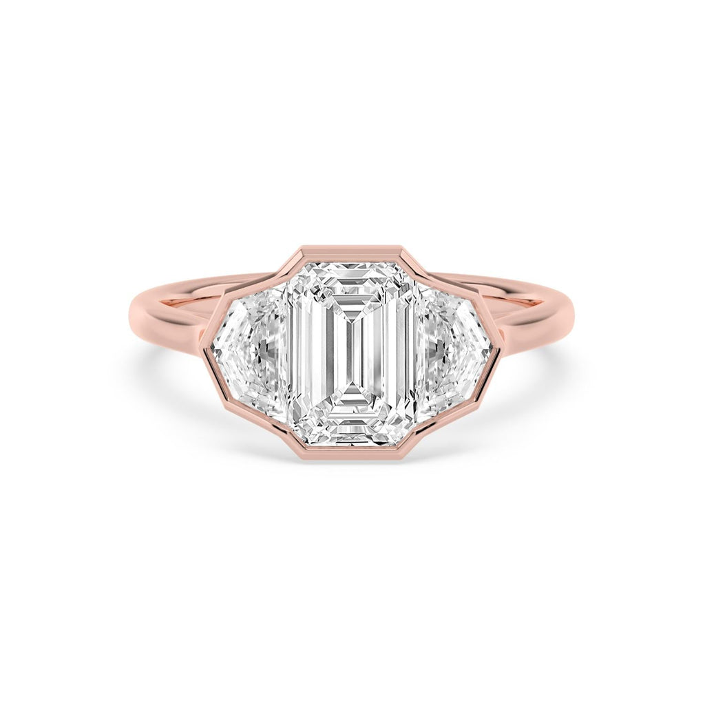 3.19ct Emerald Lab Diamond Engagement Ring - rose gold product image 1