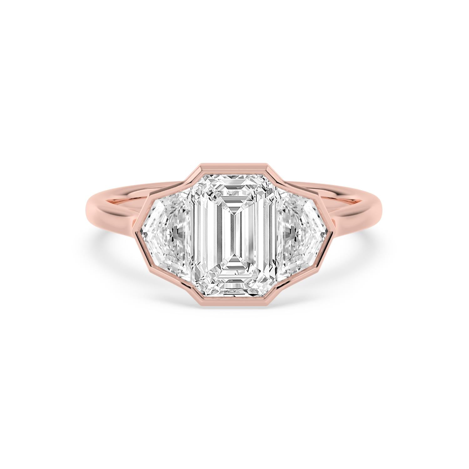 3.19ct Emerald Lab Diamond Engagement Ring - rose gold product image 1