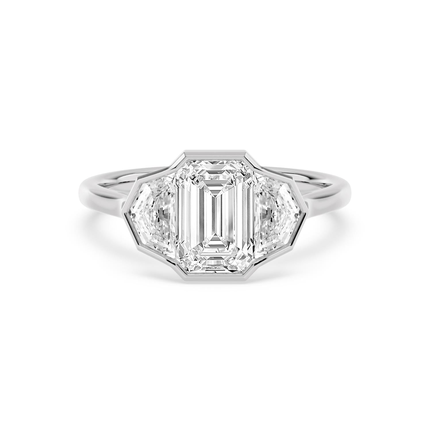 3.19ct Emerald Lab Diamond Engagement Ring - white gold product image 1