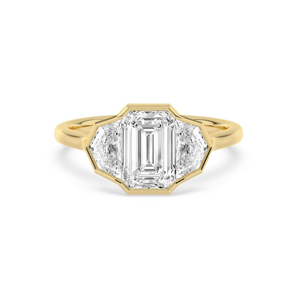 3.19ct Emerald Lab Diamond Engagement Ring in 10ct Yellow Gold - image 1