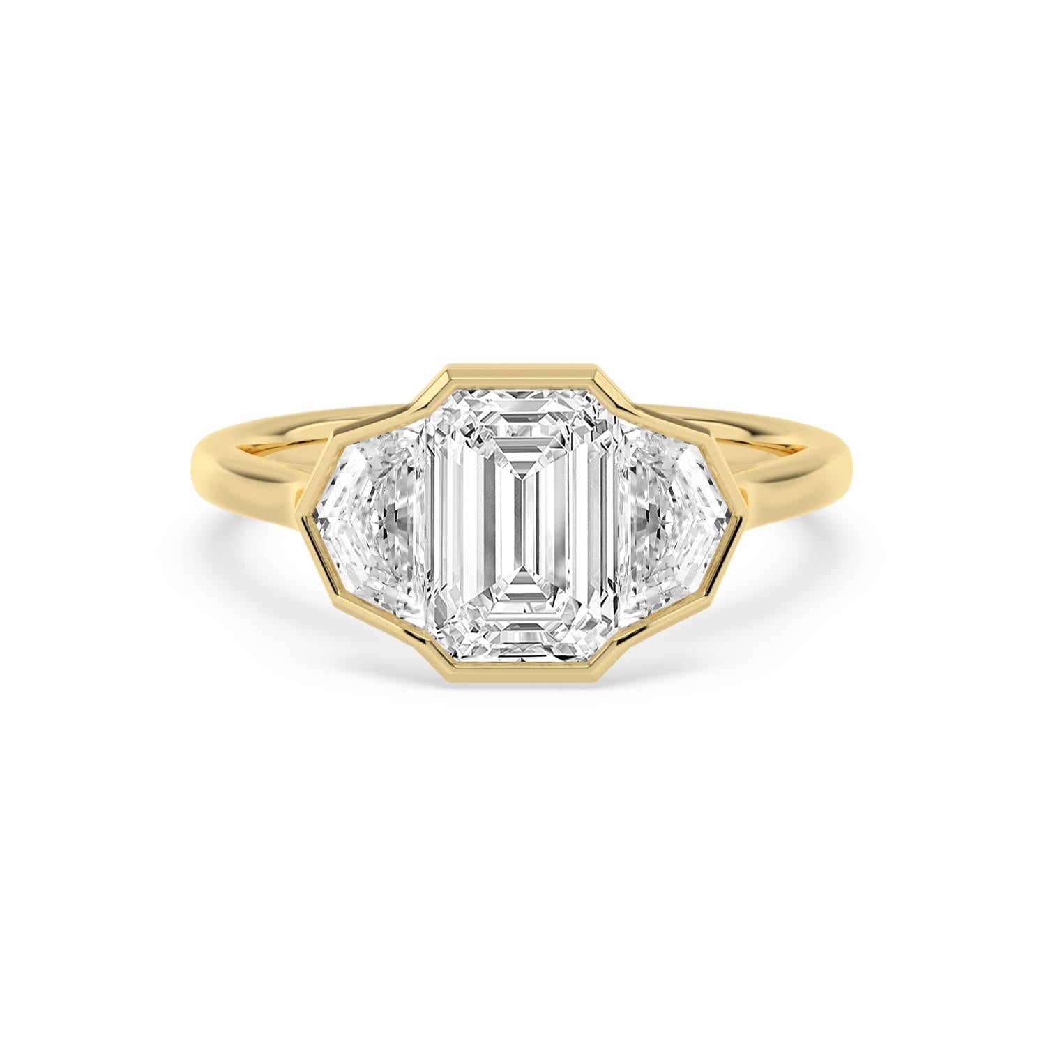 3.19ct Emerald Lab Diamond Engagement Ring in 10ct Yellow Gold - image 1