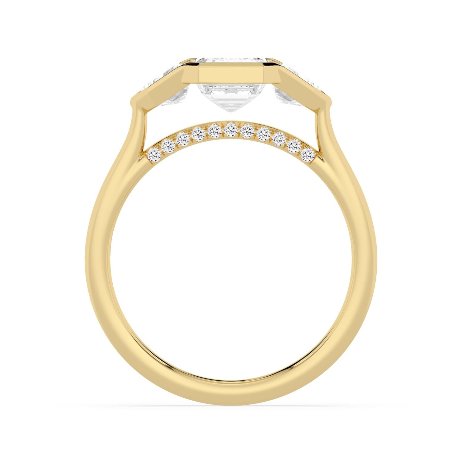 3.19ct Emerald Lab Diamond Engagement Ring - yellow gold product image 4