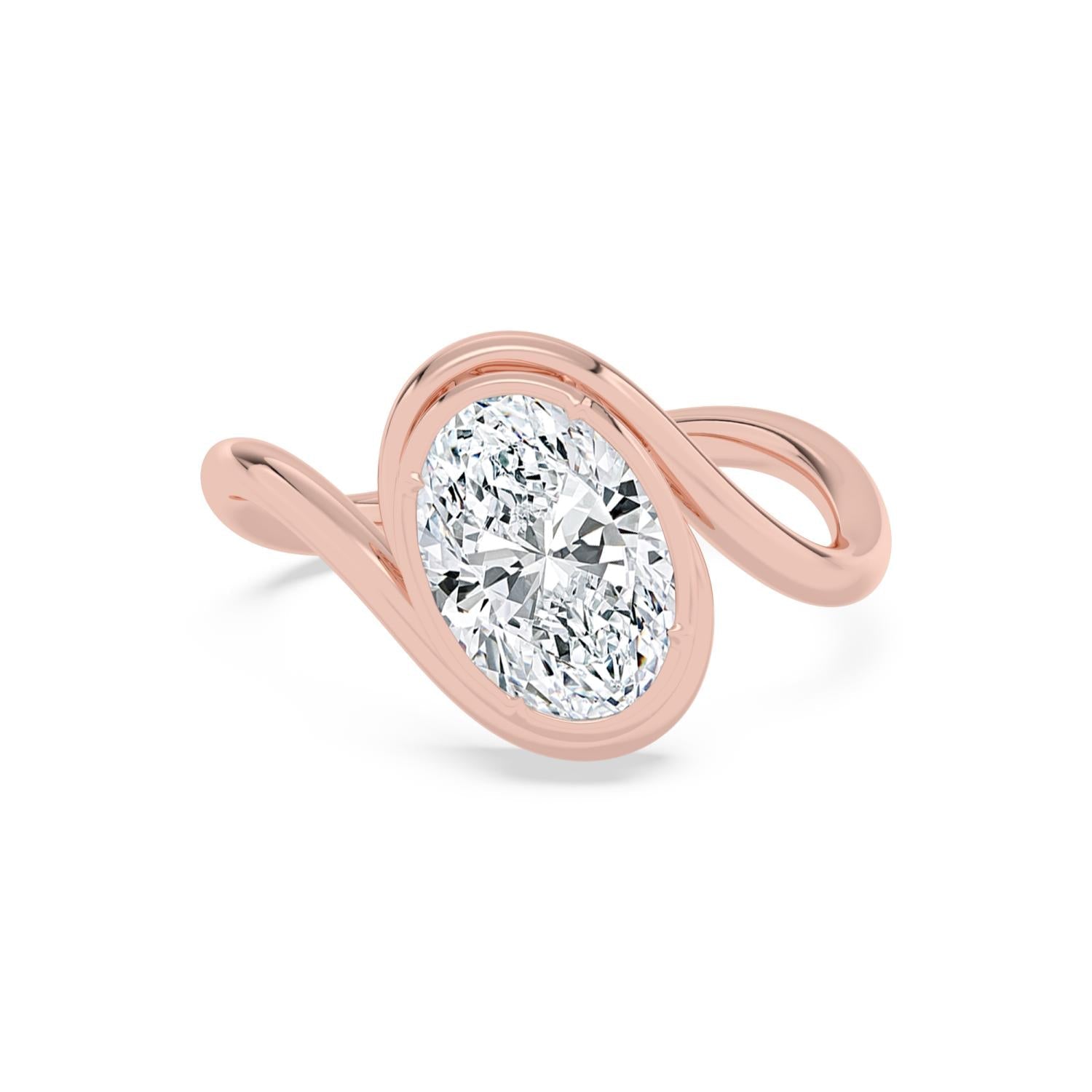 2.00ct Oval Lab Diamond Engagement Ring - rose gold product image 1
