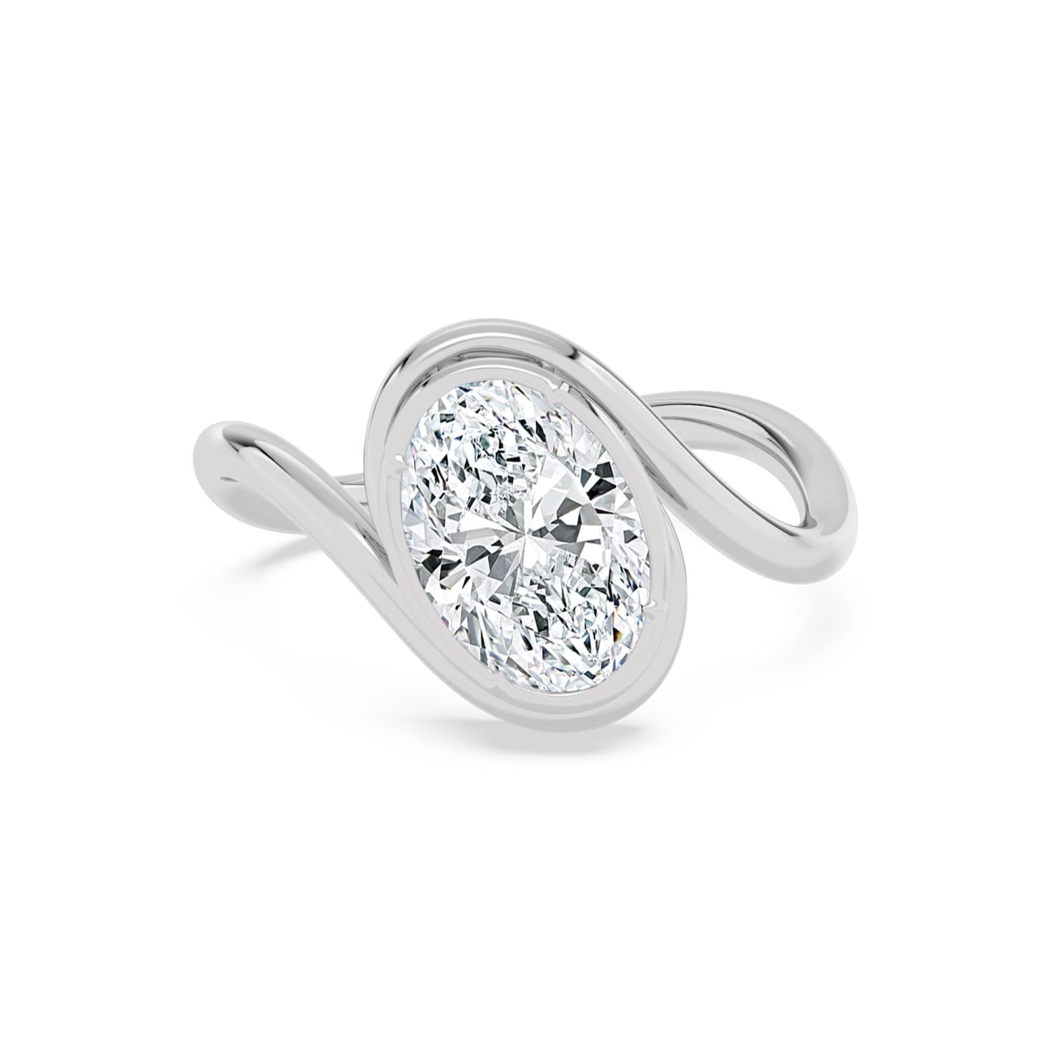 2.00ct Oval Lab Diamond Engagement Ring - white gold product image 1