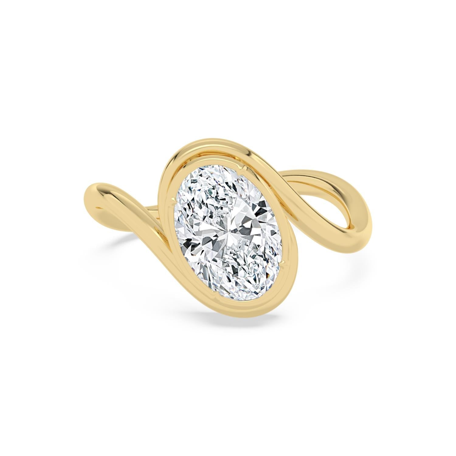 2.00ct Oval Lab Diamond Engagement Ring in Yellow Gold - product image 1