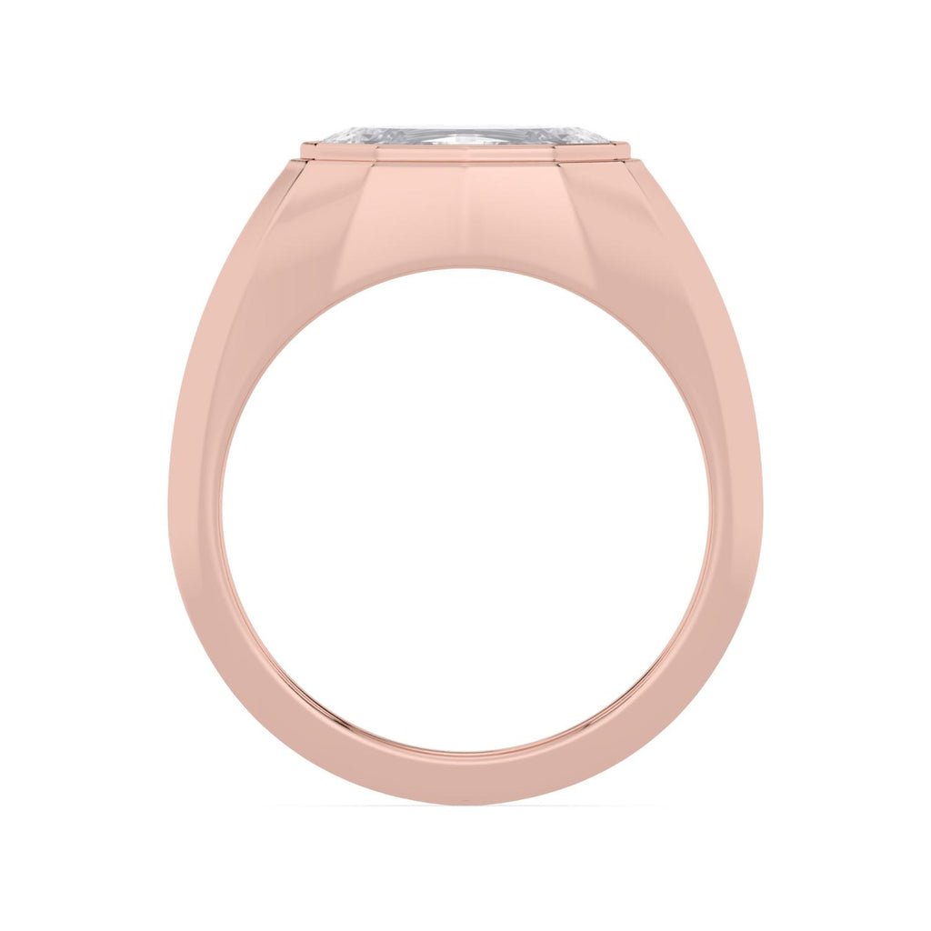 East West Oval Bezel Engagement Ring - rose gold - detail/top view