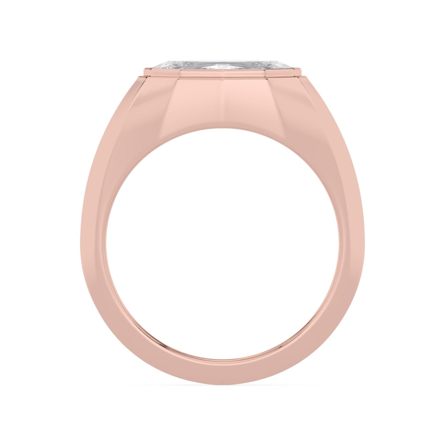 East West Oval Bezel Engagement Ring - rose gold - detail/top view