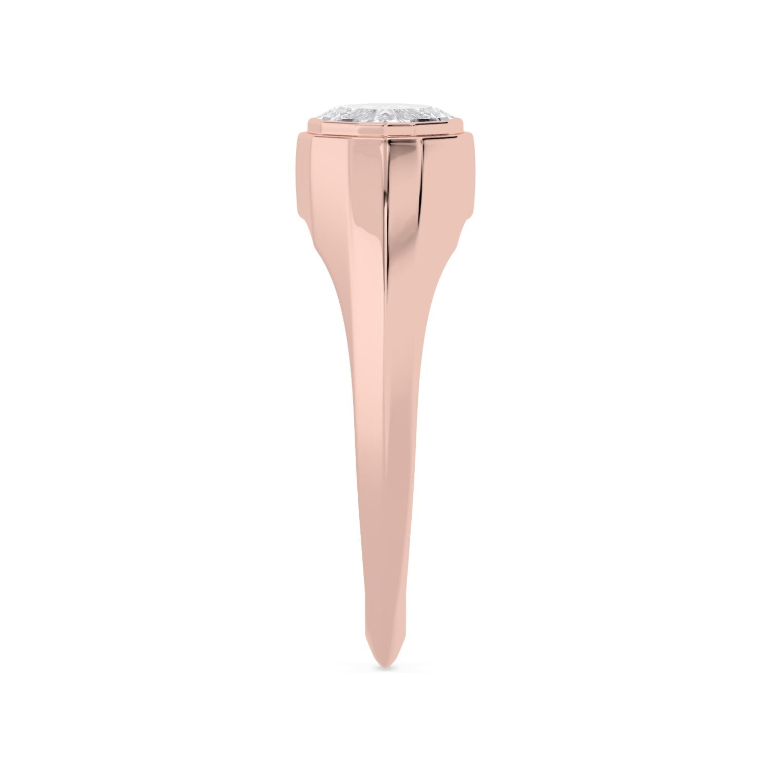 East West Oval Bezel Engagement Ring - rose gold - detail/alternate view
