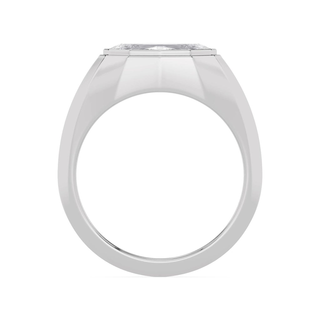 East West Oval Bezel Engagement Ring - white gold - detail/top view
