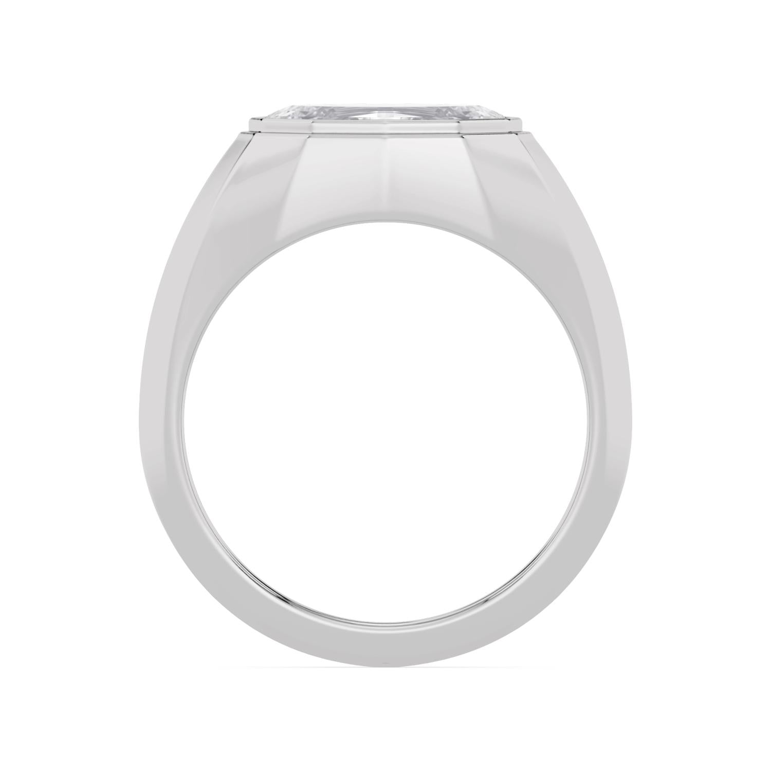East West Oval Bezel Engagement Ring - white gold - detail/top view