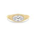 East West Oval Bezel Engagement Ring - yellow gold product-only front view