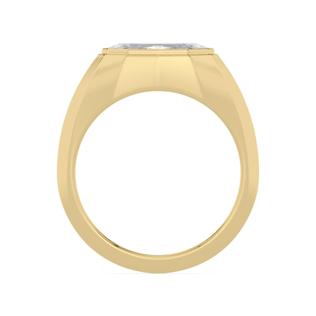 East West Oval Bezel Engagement Ring - yellow gold - detail/top view