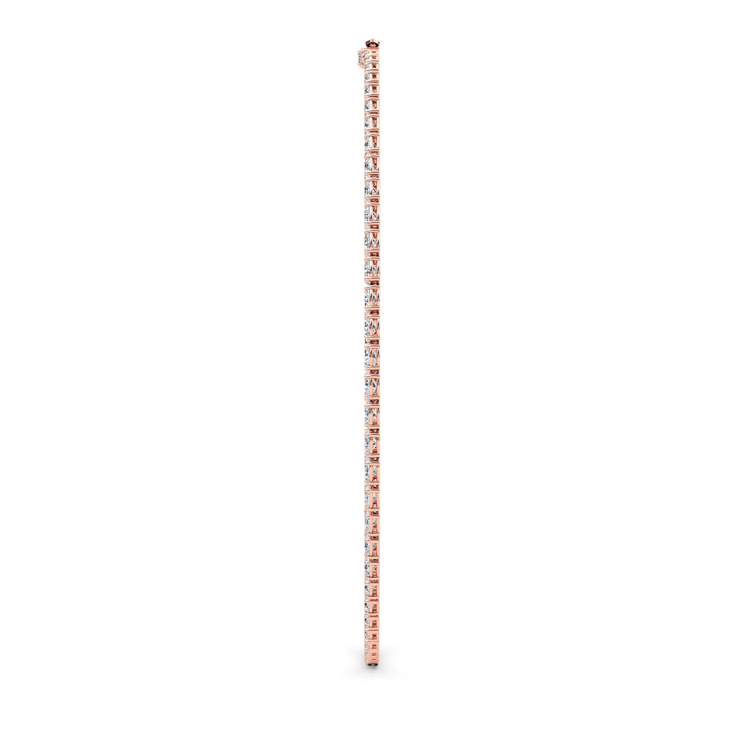 36.58ct Oval Lab Diamond Tennis Necklace - rose gold - side detail view