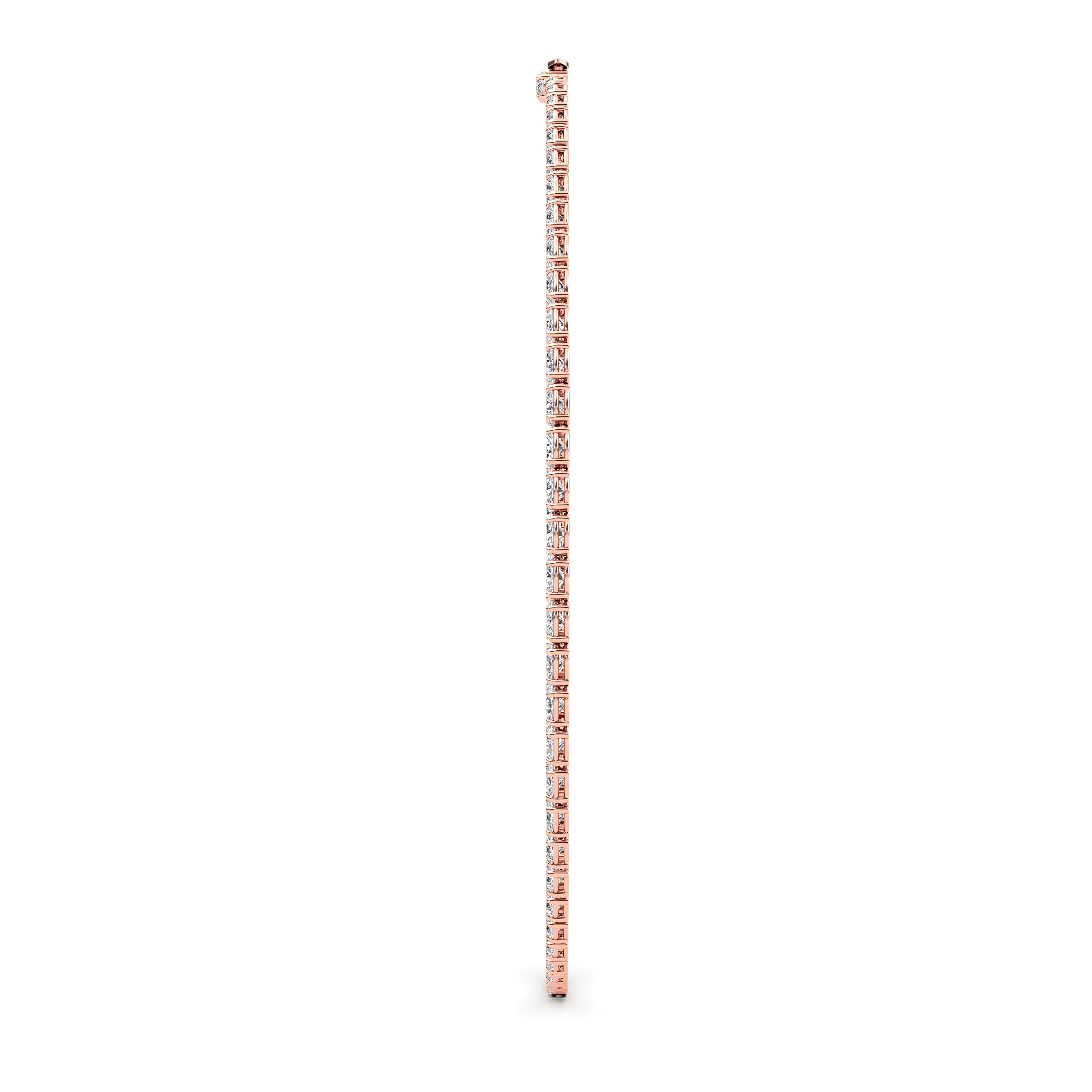 36.58ct Oval Lab Diamond Tennis Necklace - rose gold - side detail view