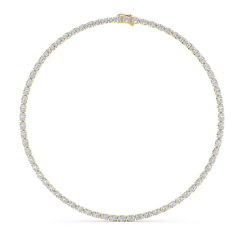 36.58ct Oval Lab Diamond Tennis Necklace - yellow gold - front view