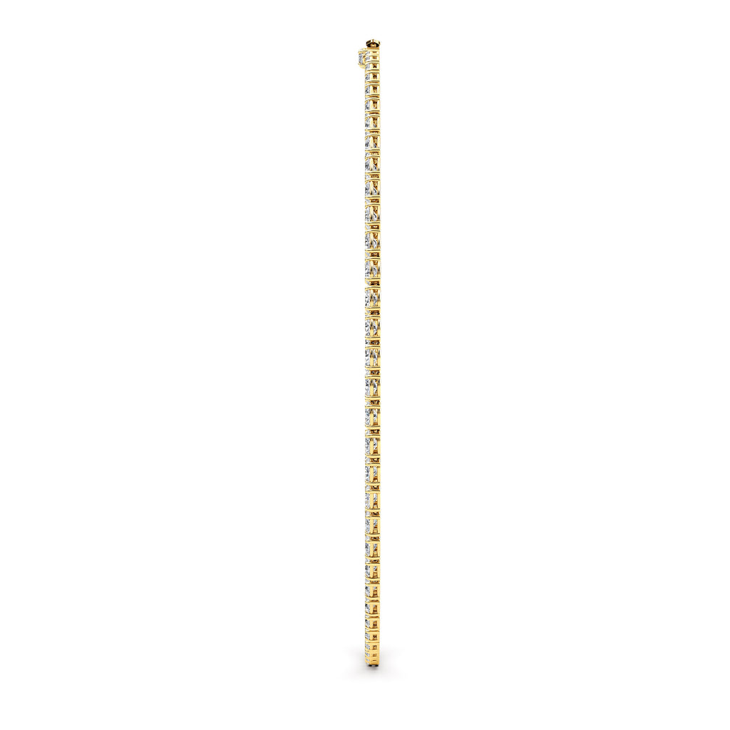 36.58ct Oval Lab Diamond Tennis Necklace - yellow gold - side detail view