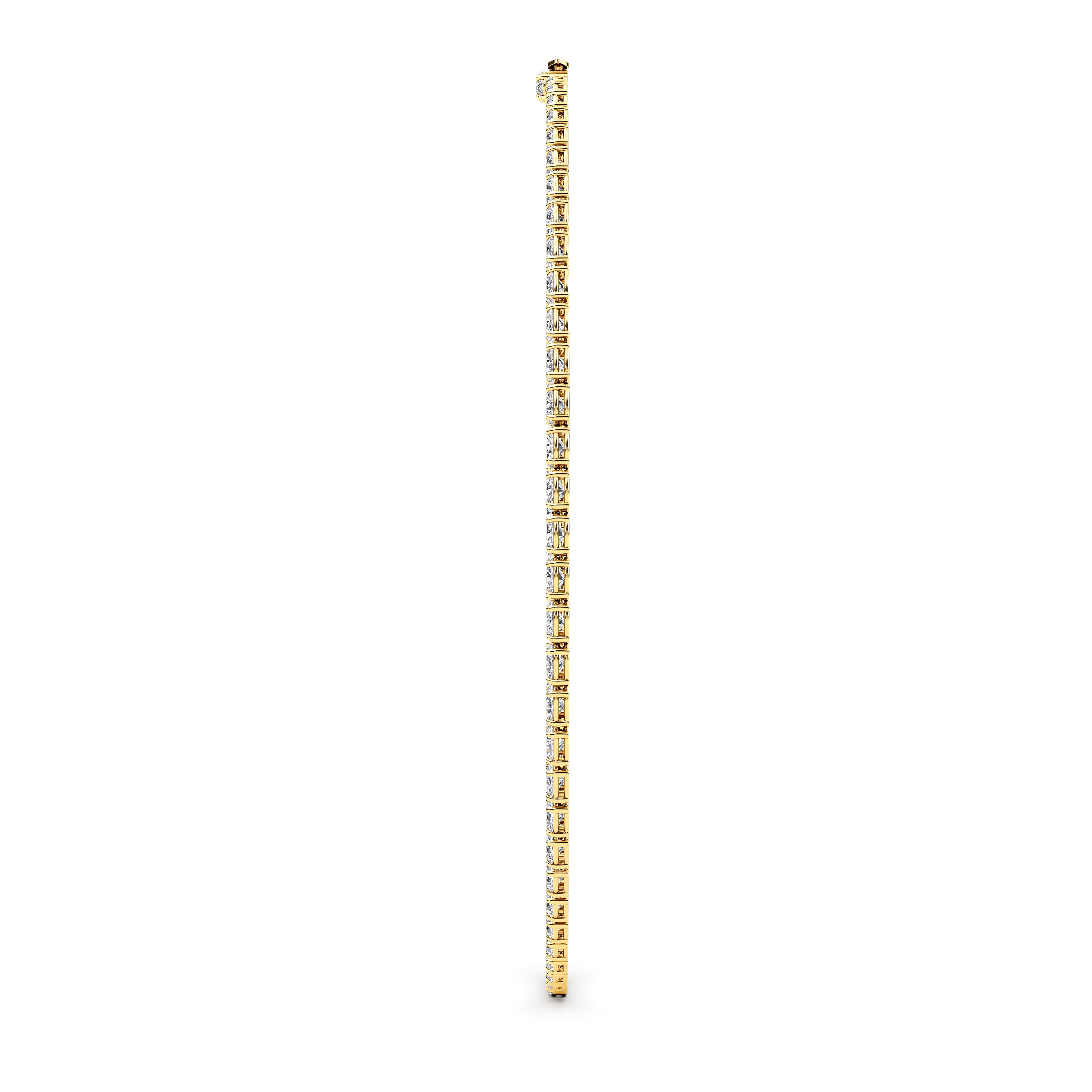 36.58ct Oval Lab Diamond Tennis Necklace - yellow gold - side detail view