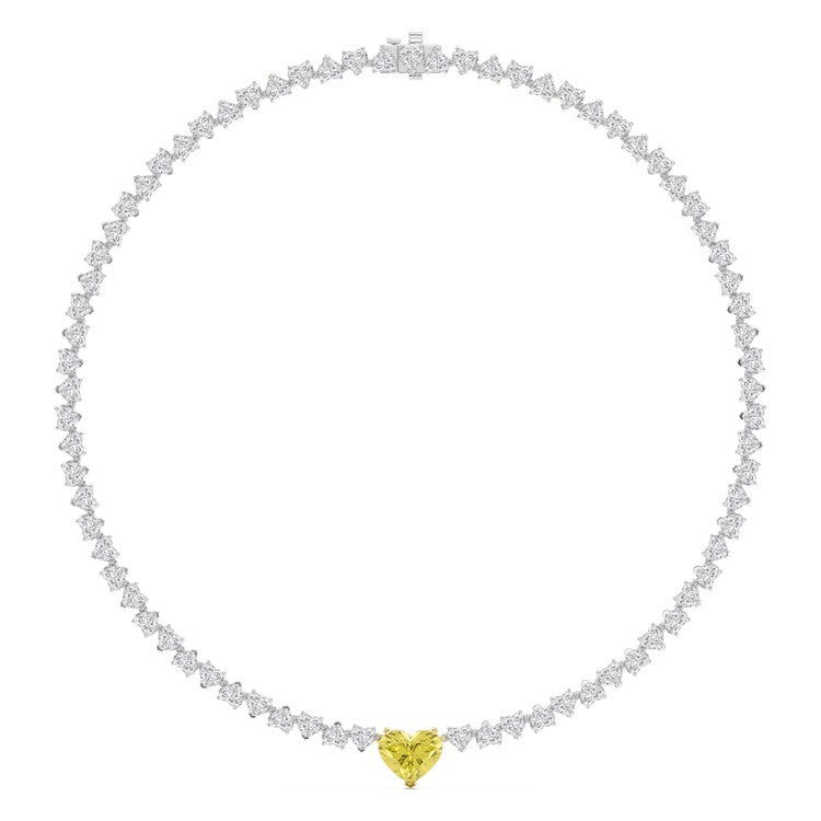 34.03ct Heart Lab Diamond Tennis Necklace - Y jewellery-only view 1