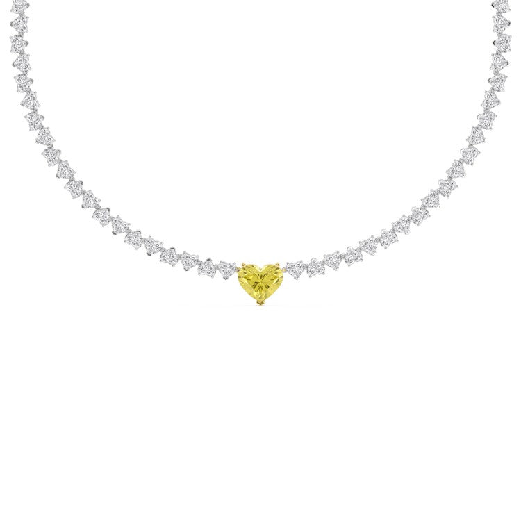 34.03ct Heart Lab Diamond Tennis Necklace - Y jewellery-only view 2