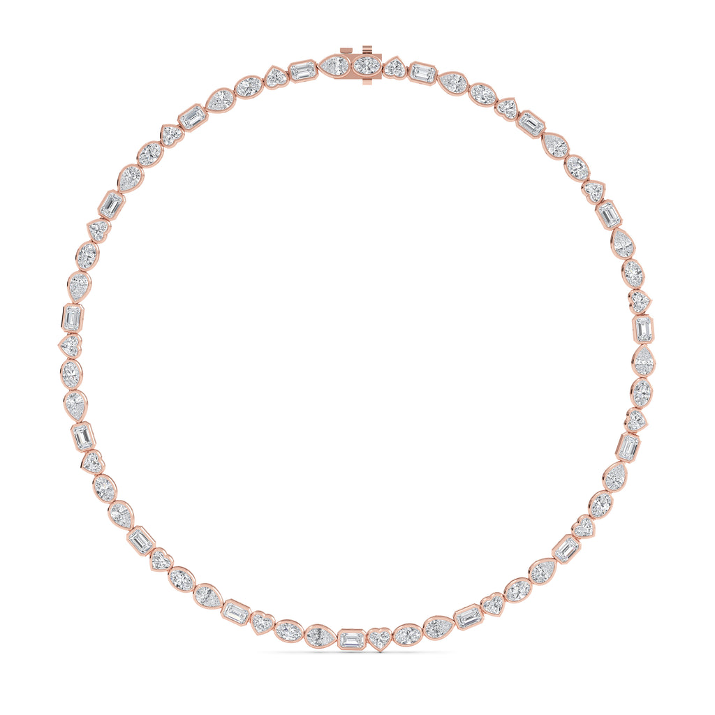24.54ct Lab Diamond Tennis Necklace in 10ct Gold - rose gold jewellery-only view 1