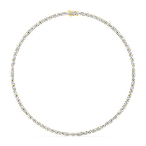 25.70ct Emerald Lab Diamond Tennis Necklace - yellow gold - front view