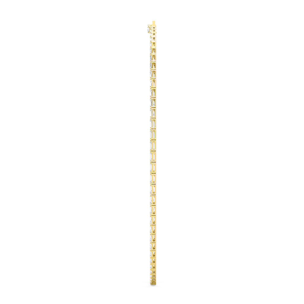25.70ct Emerald Lab Diamond Tennis Necklace - yellow gold - side detail view