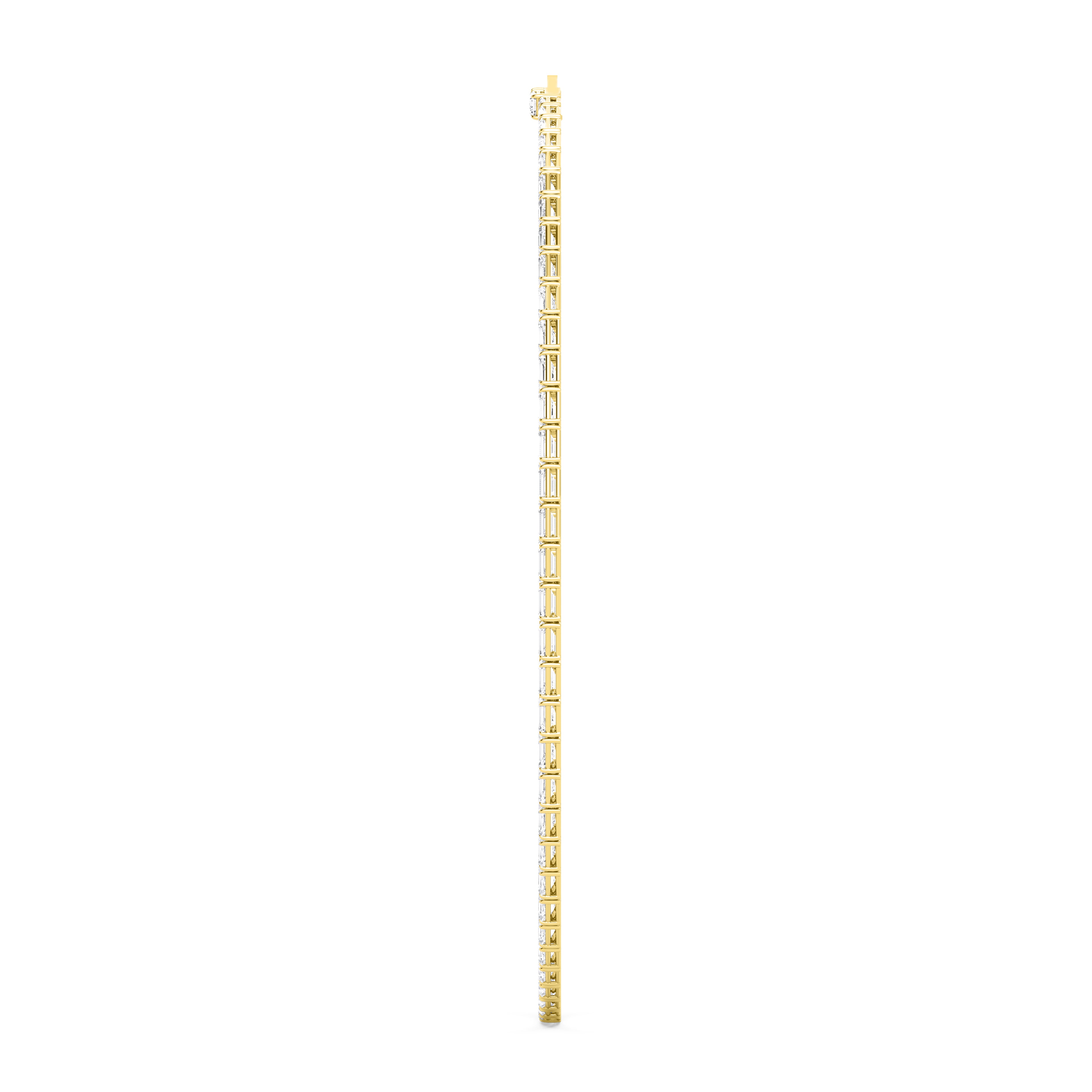 25.70ct Emerald Lab Diamond Tennis Necklace - yellow gold - side detail view