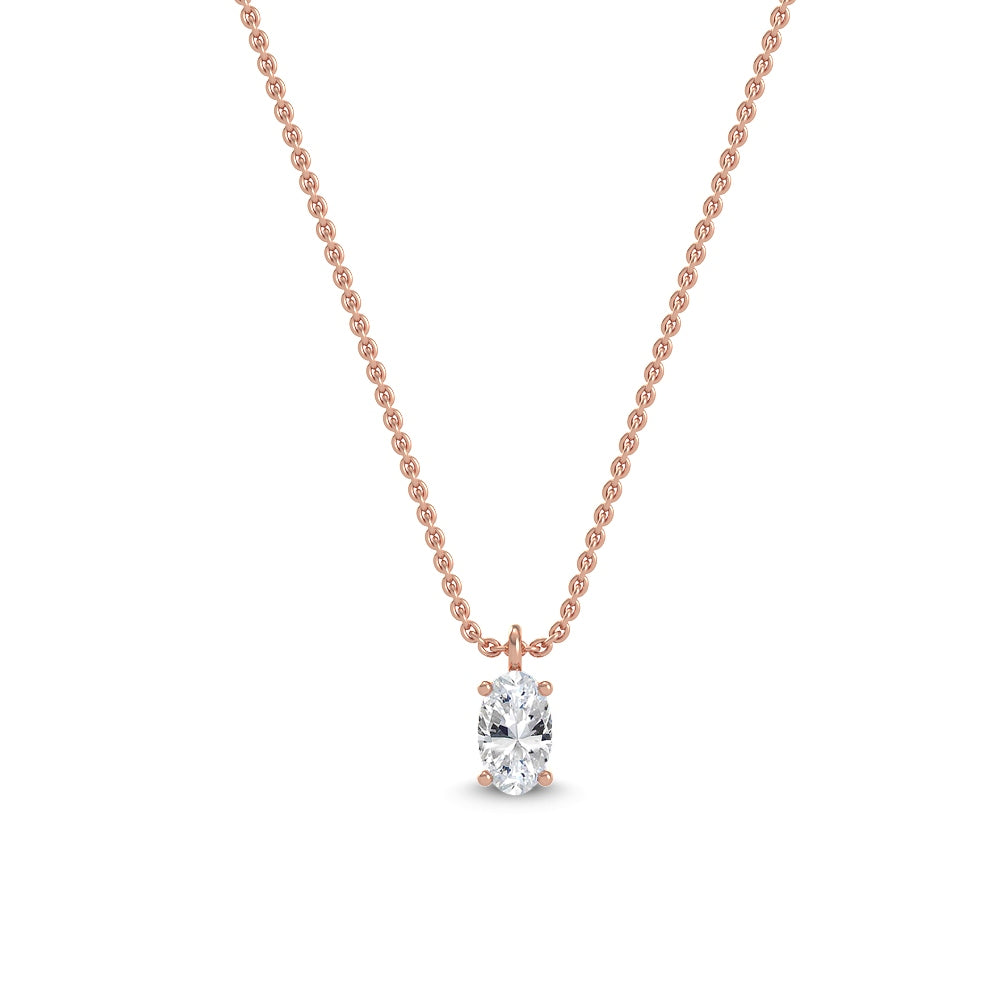 1.00ct Oval Lab Diamond Pendant - rose gold jewellery-only view 1