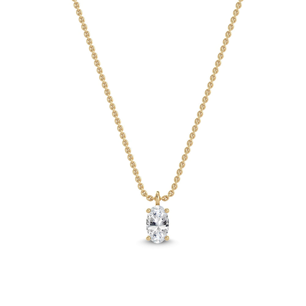 1.00ct Oval Lab Diamond Pendant - yellow gold jewellery-only view 1