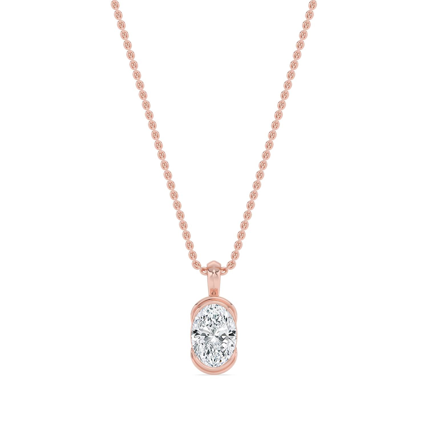 1.00ct Oval Lab Diamond Pendant - rose gold product image 1