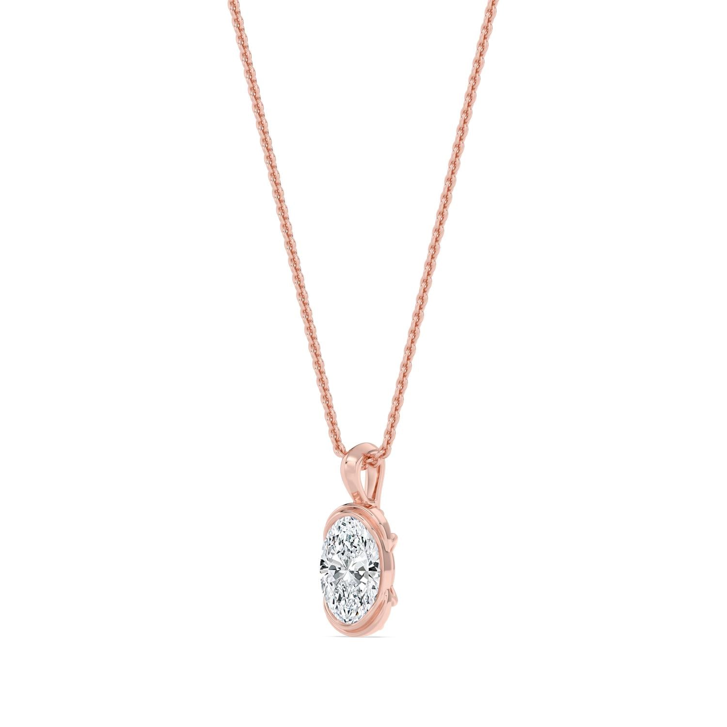 1.00ct Oval Lab Diamond Pendant - rose gold product image 4