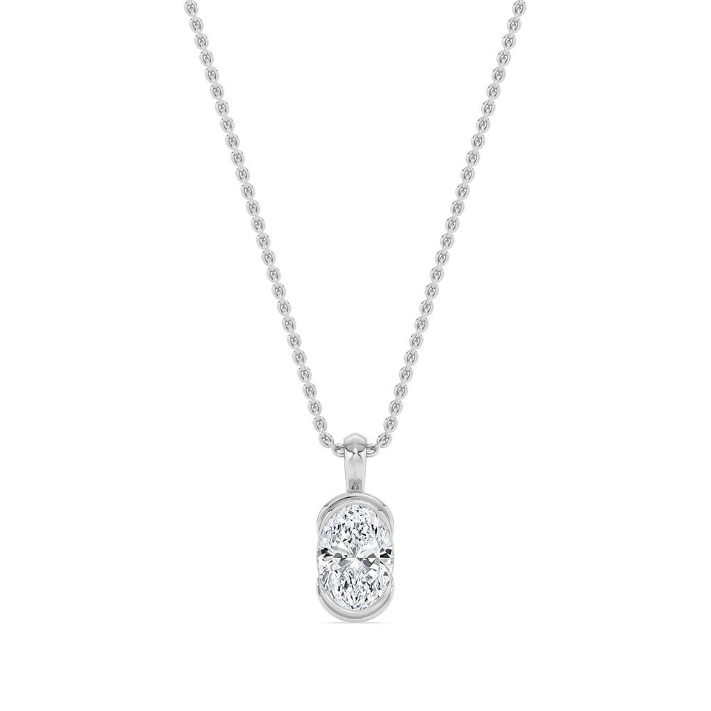 1.00ct Oval Lab Diamond Pendant - white gold product image 1