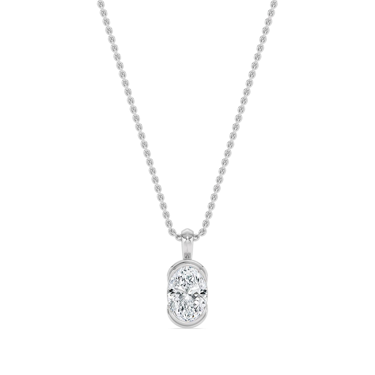1.00ct Oval Lab Diamond Pendant - white gold product image 1