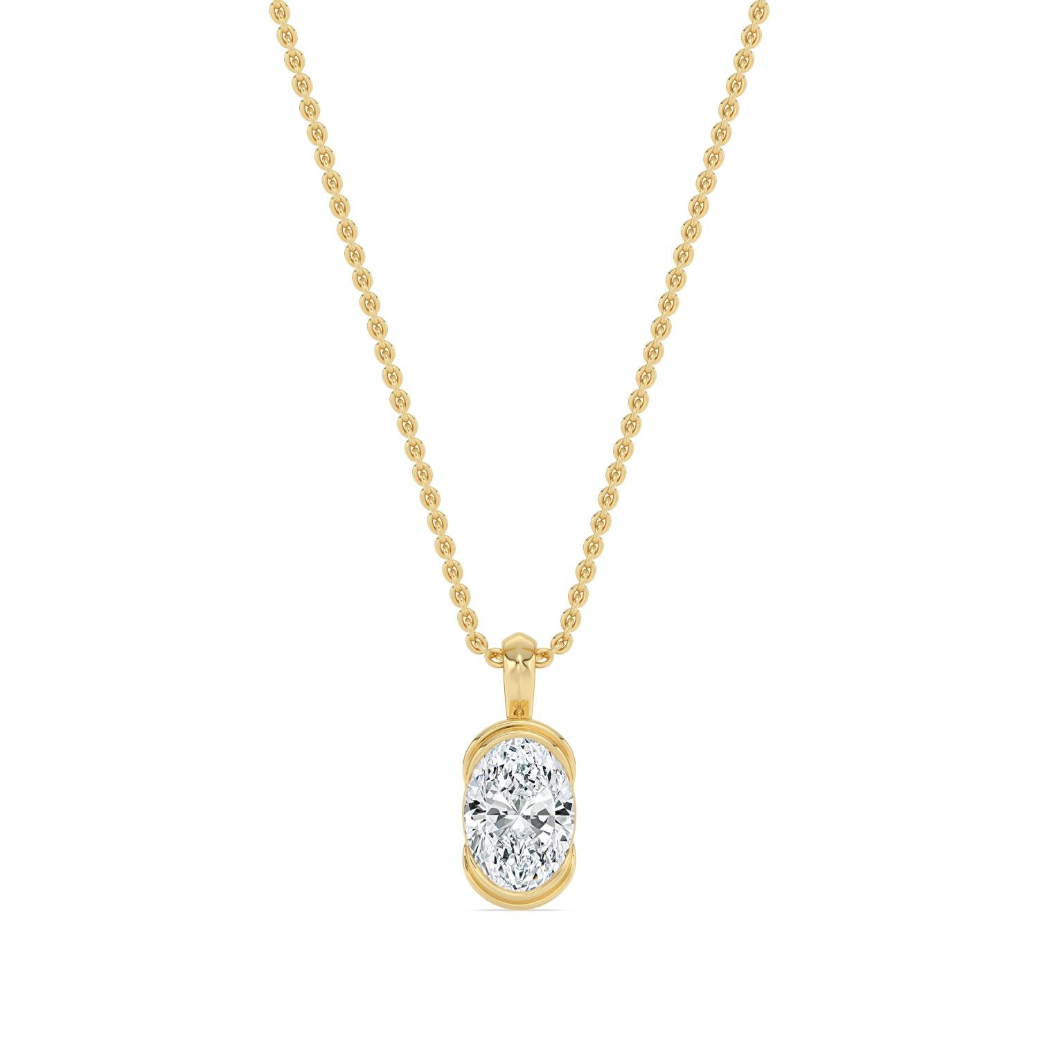1.00ct Oval Lab Diamond Pendant in Yellow Gold - product image 1
