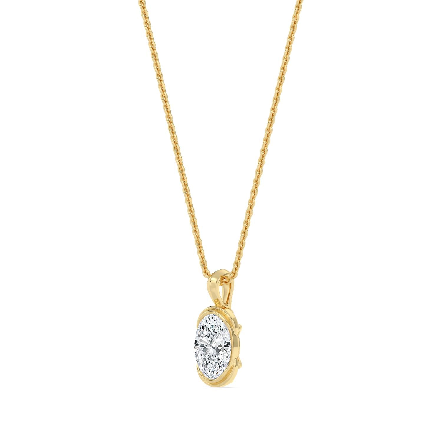1.00ct Oval Lab Diamond Pendant - yellow gold product image 4