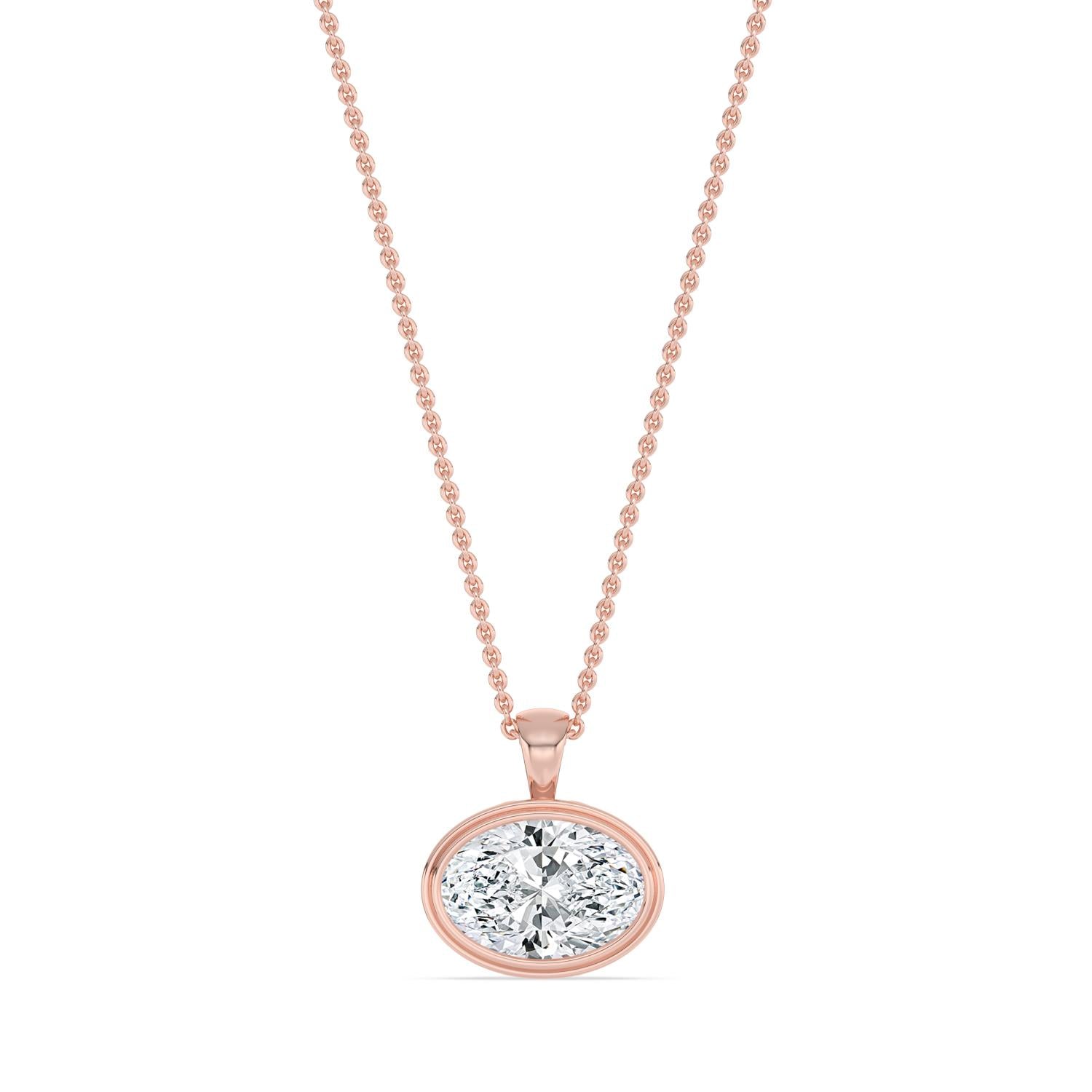 2.00ct Oval Lab Diamond Pendant in 10ct Gold - rose gold product image 1