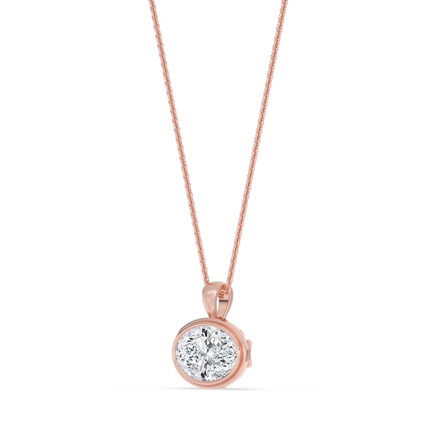 2.00ct Oval Lab Diamond Pendant in 10ct Gold - rose gold product image 4
