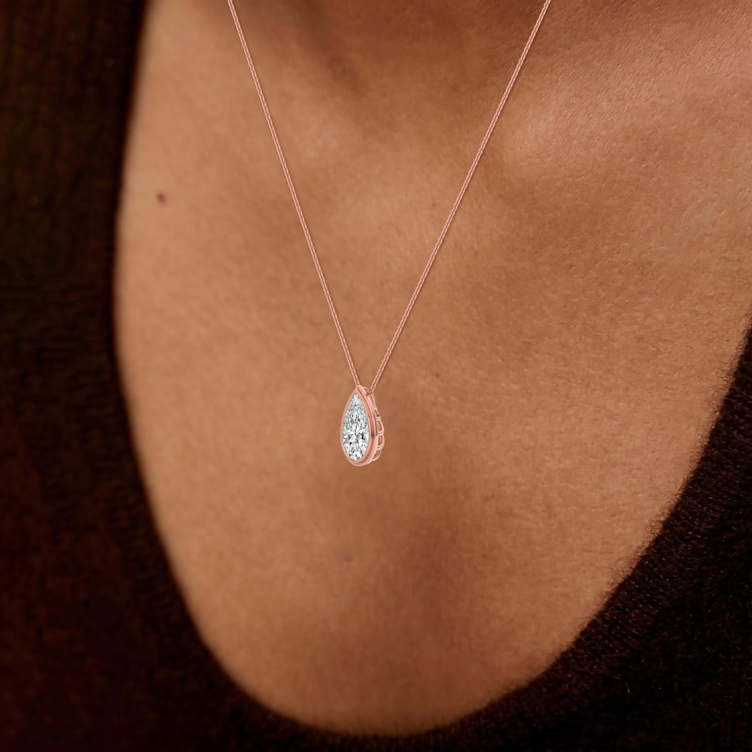 Amore Pear Pendant - rose gold - side/angle view