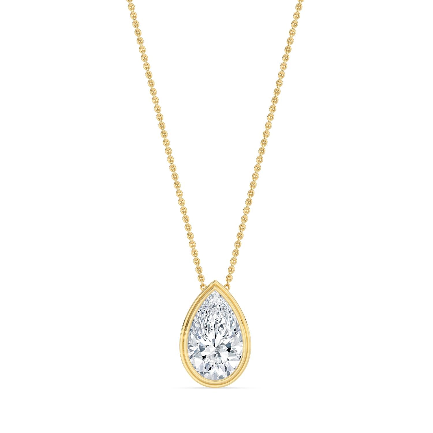 2.00ct Pear Lab Diamond Pendant in Yellow Gold - product image 1