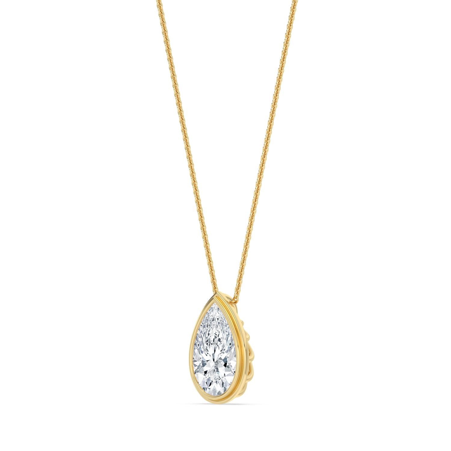 2.00ct Pear Lab Diamond Pendant - yellow gold product image 4