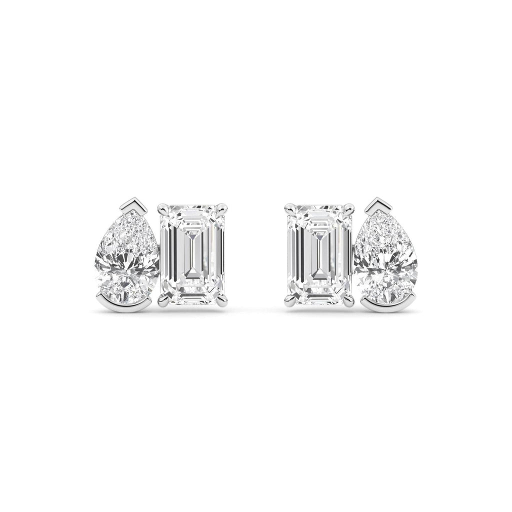 2.93ct Emerald and Pear Lab Diamond Earrings - white gold product image 1