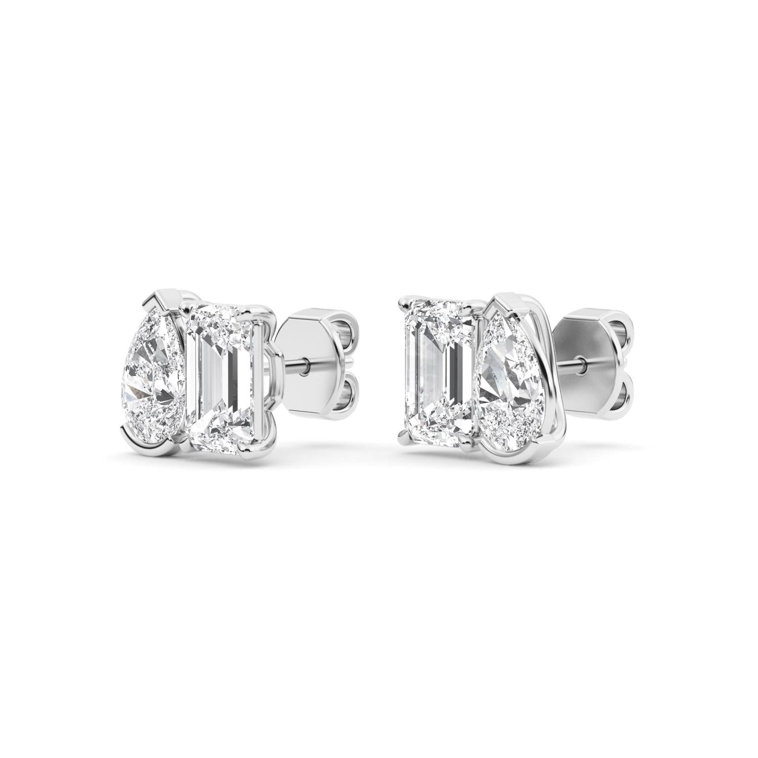 2.93ct Emerald and Pear Lab Diamond Earrings - white gold product image 4