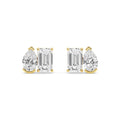 2.93ct Emerald and Pear Lab Diamond Earrings in Yellow Gold - product image 1