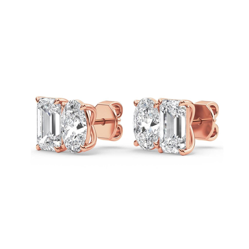 Eden Emerald Oval Diamond Studs - rose gold product image 4