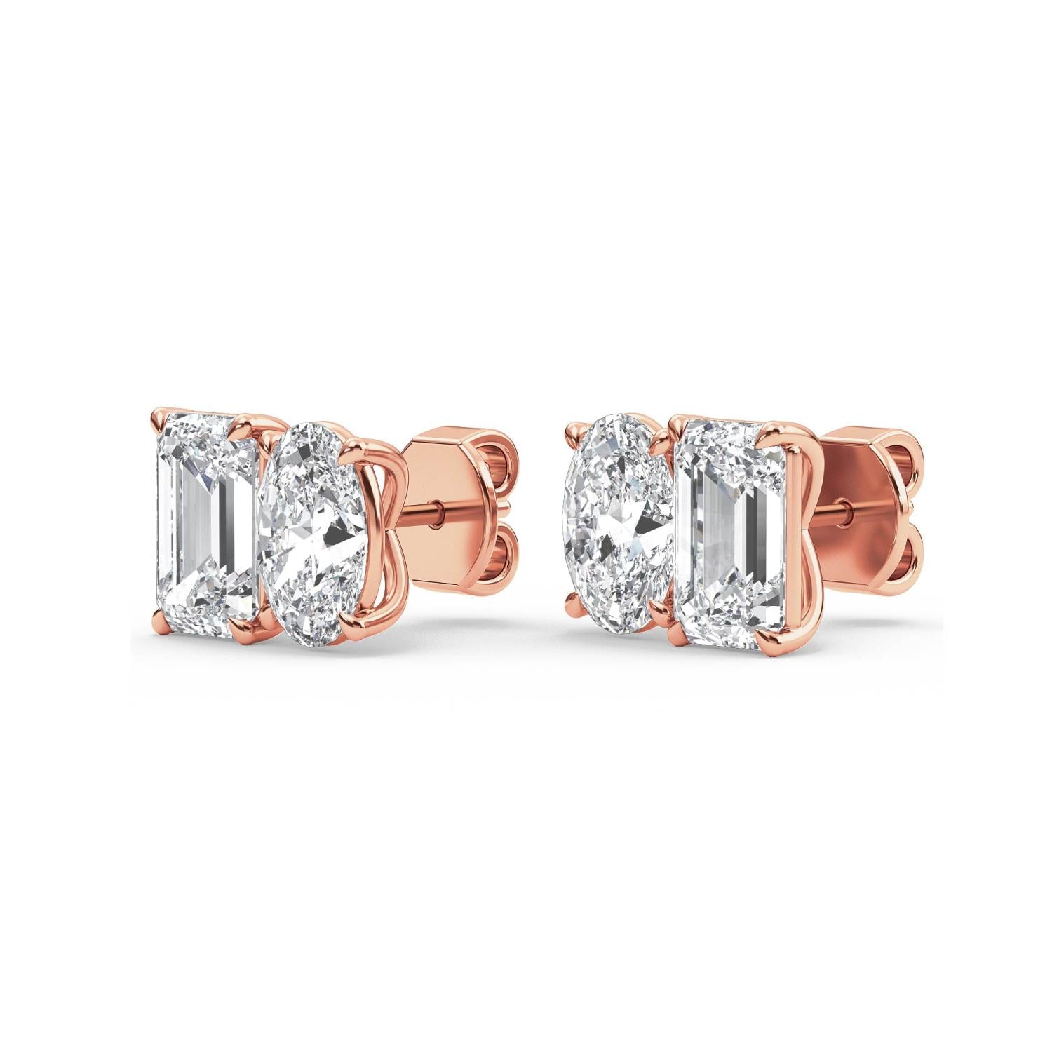 Eden Emerald Oval Diamond Studs - rose gold product image 4