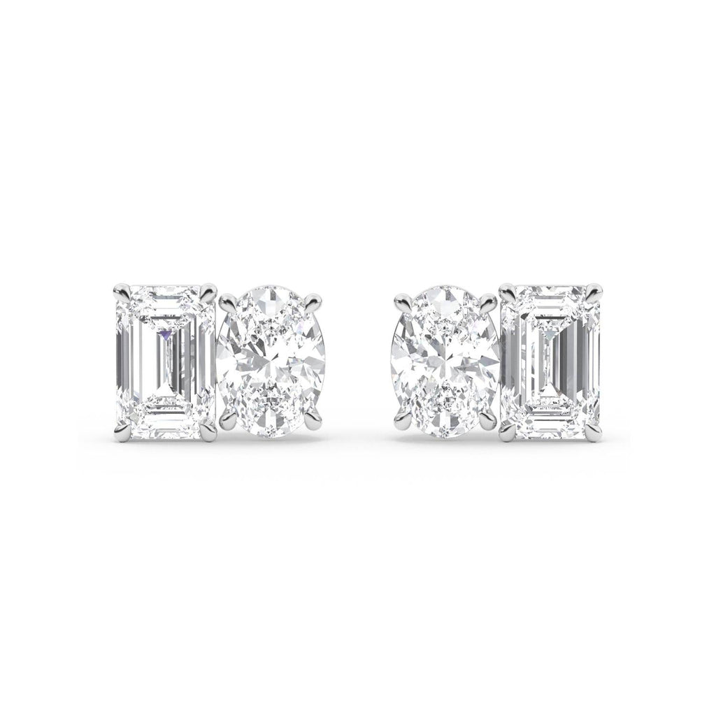 Eden Emerald Oval Diamond Studs in 9K White Gold - product image 2